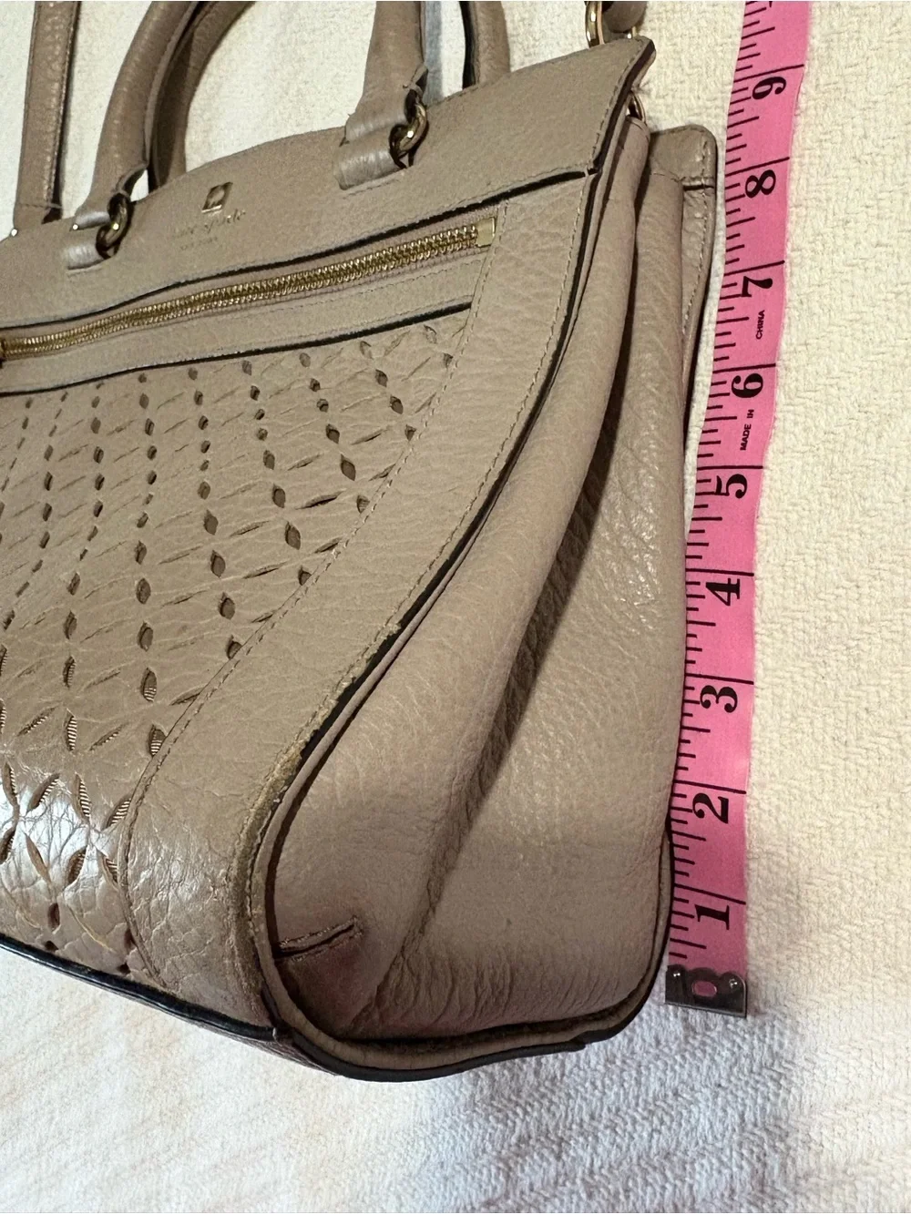 Kate Spade Romy Perri Lane Beige Leather Boho Western Chic Satchel Purse
